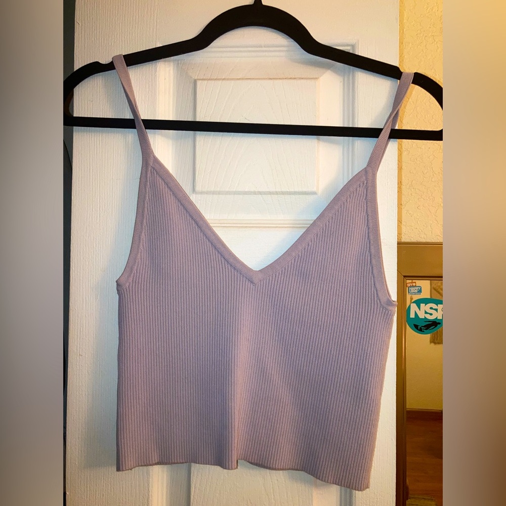 Lilac cropped ribbed tank